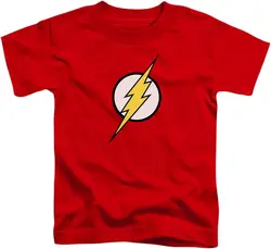 Youth Flash Lightning Bolt Logo T Shirt for Boys & Stickers (Size 4T) Red