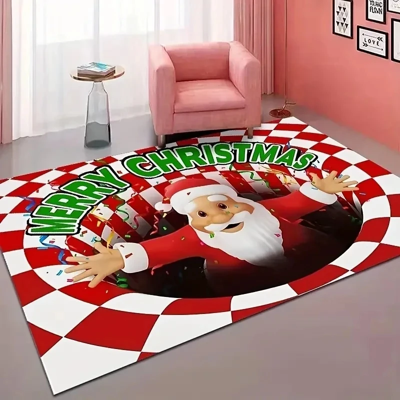 Christmas Santa Claus Snowman Carpet for Living Room Decor Sofa Table Large Area Bedroom Bedside Foot Pad Navidad Decoration