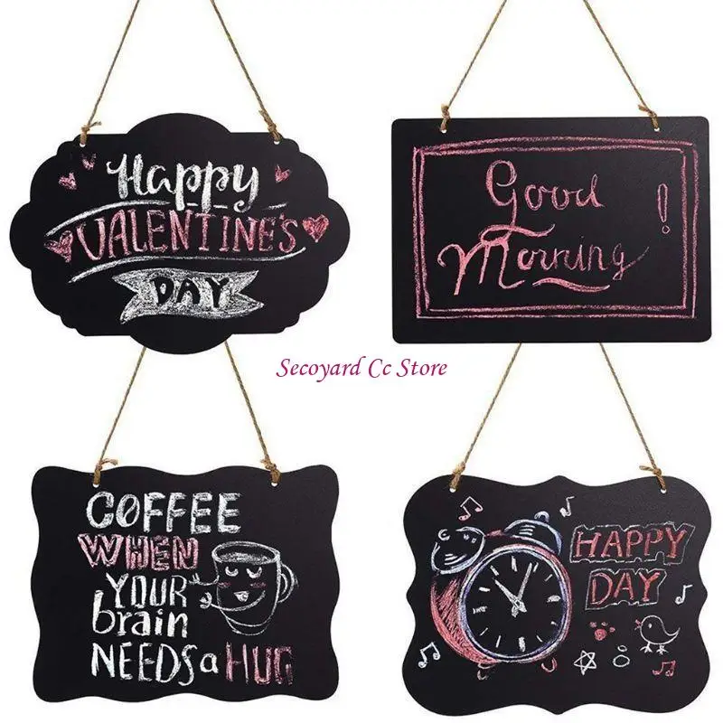 N3UC Double Sided Mini Chalkboards Signs Hanging Chalkboard Small Blackboard Message Board Chalkboard for Kitchen Weddings - view 2