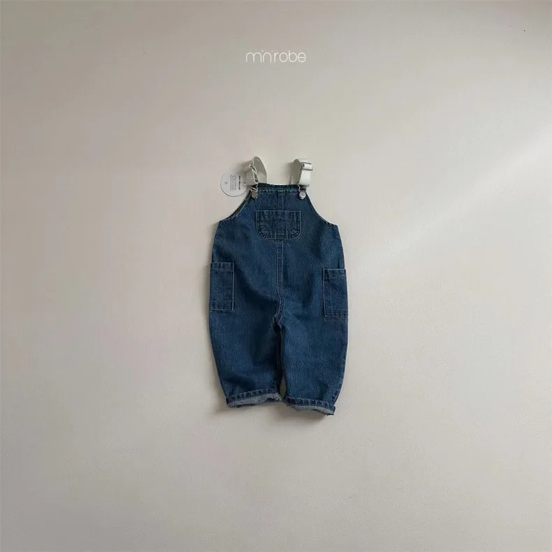 2024 Autumn New Baby Loose Denim Overalls Children Casual Pants Infant Toddler Trousers Fashion Boys Girls Cute Versatile Jeans