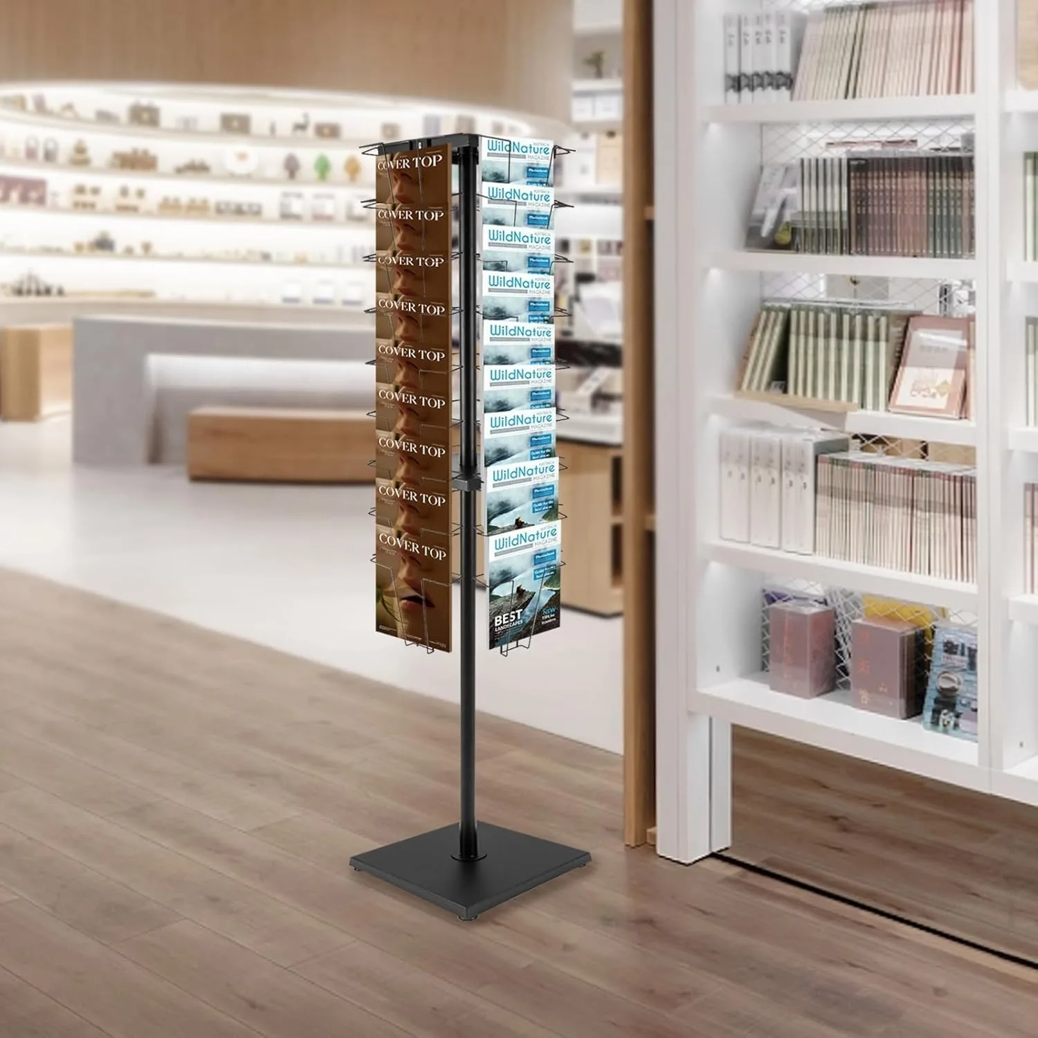 36 Pockets-Rotating Magazine Rack Brochure Book Literature Display Stand for Retail Stores, Offices, Trade Show Exhibitions