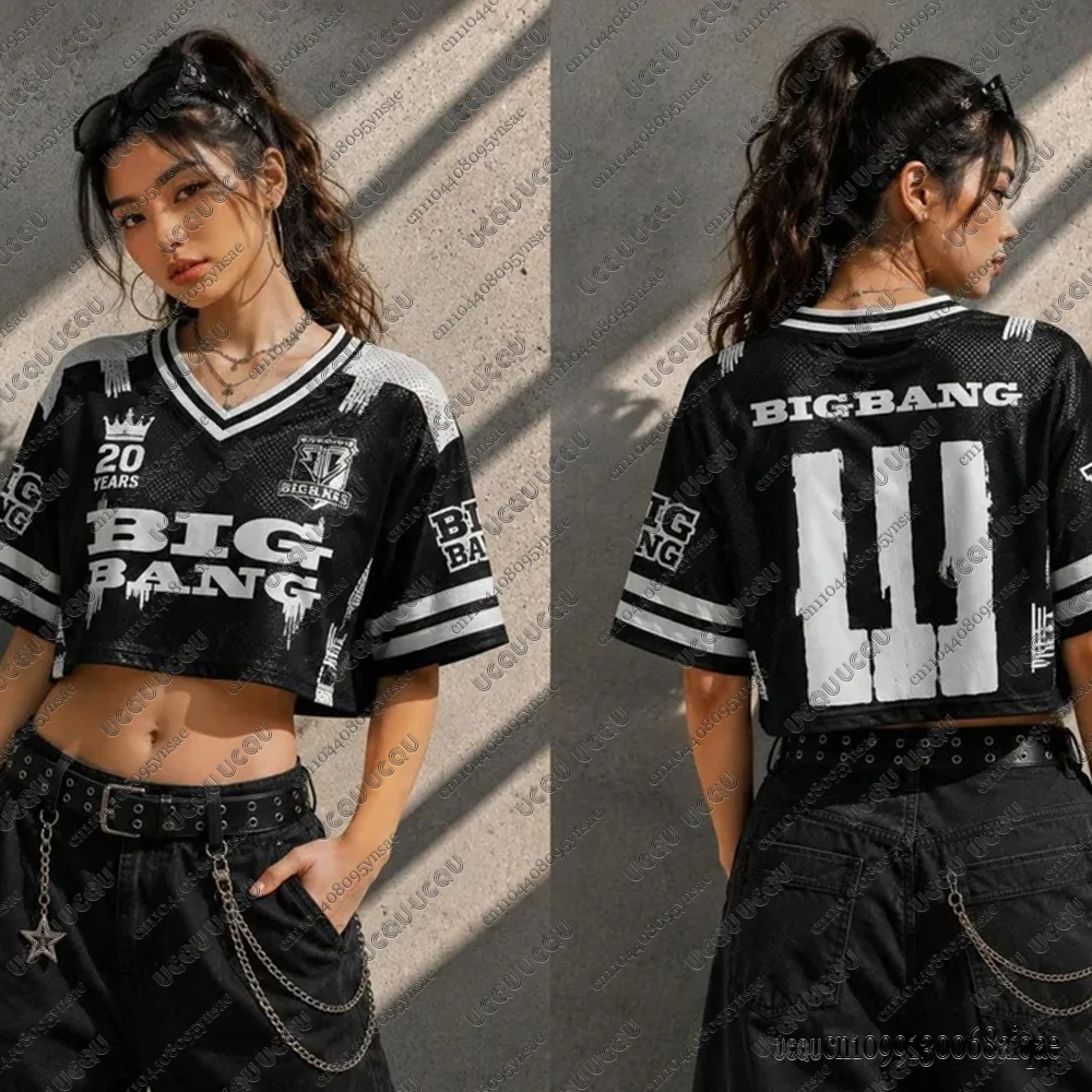 26-27 Kpop Big Bang 20. Jubiläum Crop Tops für Frauen Lässige Mesh-Sport-Baseball-Trikots Big Bang Konzert-Shirts Y2K Tops – Detail 4