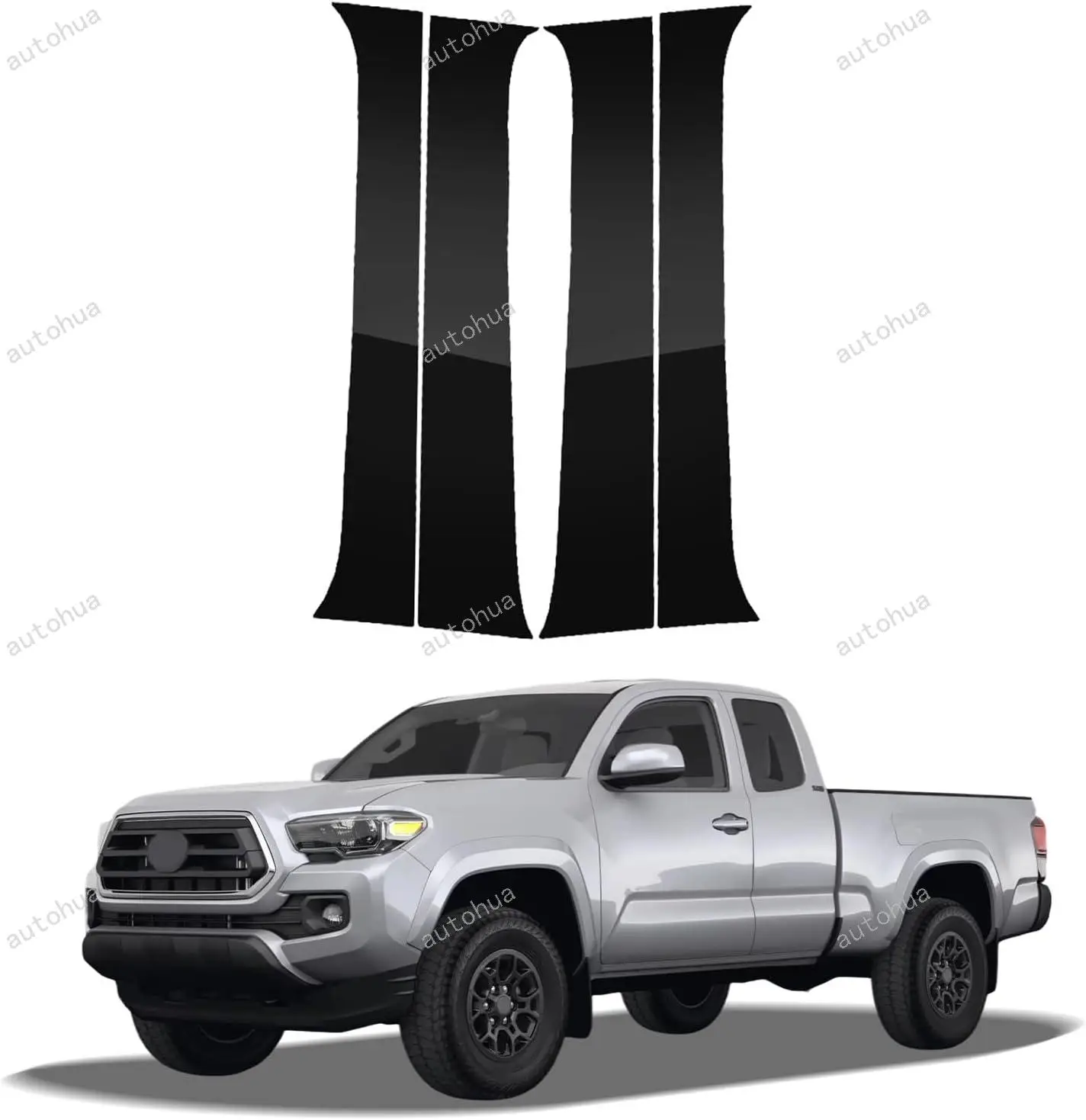 

Door Pillar Post Trim for Toyota Tacoma 2020-2023 Side Door Pillar Anti Scratch Glossy PC Stickers Cover Moldings 6-pcs