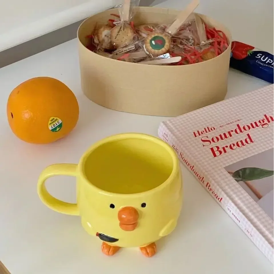 Creative Cute Mug Dudu Mouth Chicken Ceramic Mug Breakfast Juice Cup Household Milk Cup Cartoon Coffee Cup Birthday Gift