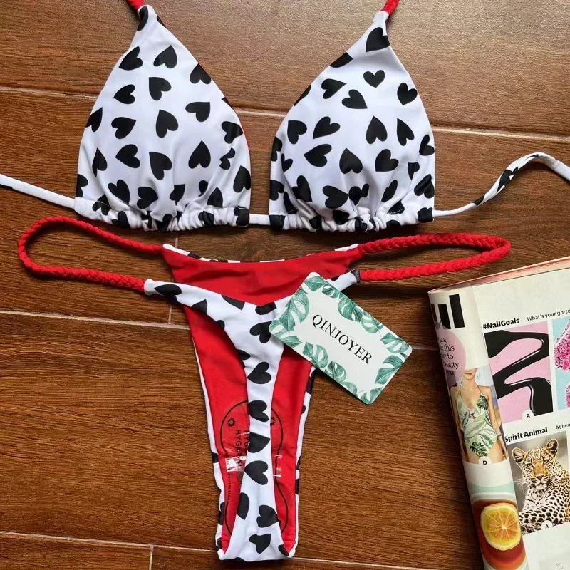 Bikini Vrouwen Schattige Hart Print Badmode Braziliaanse Sexy String Badpak Badpakken Vrouwen 2023 Biquini Strand Zwemkleding Bikini Set