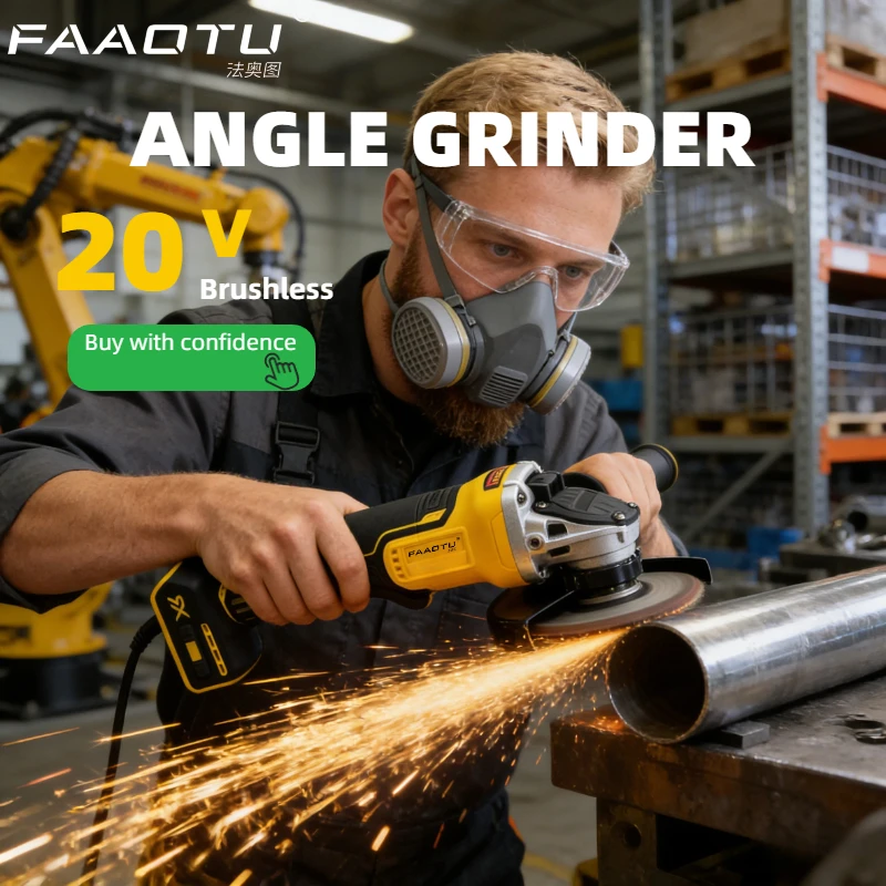 FAAOTU 406 Brushless Cordless Angle Grinder, Same Quality & Look As DW, Metal Cut Polish Compatible with DW batteries NO battery