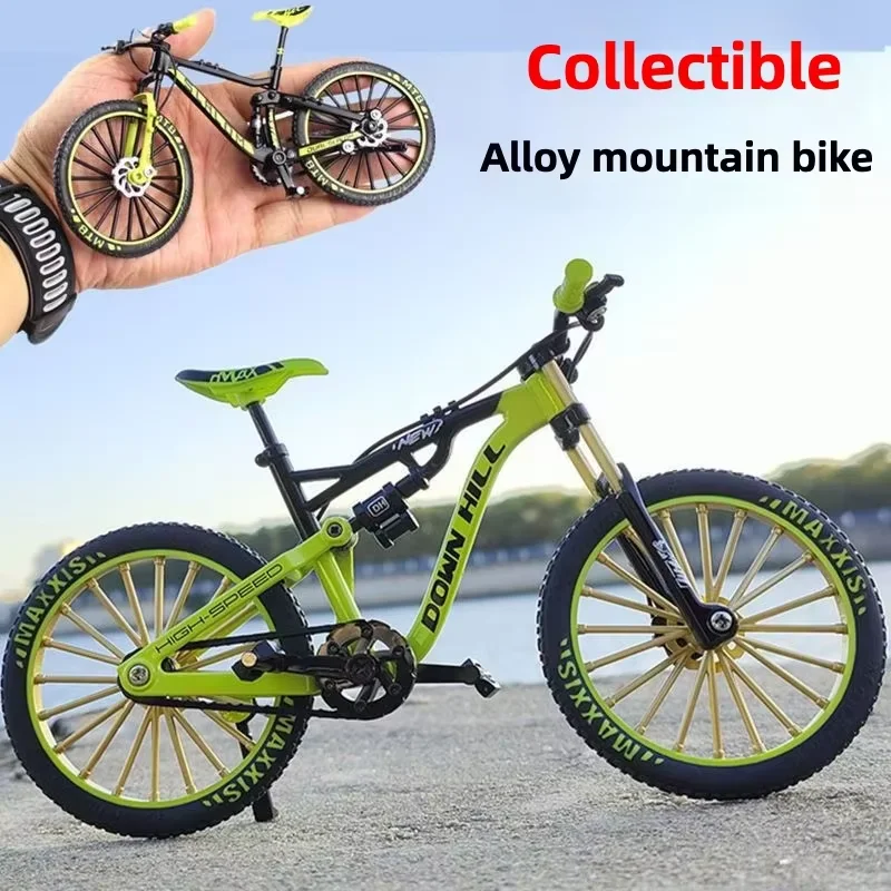 1:10 mini liga modelo de bicicleta diecast metal dedo corrida mountain bike dobrado ciclismo ornamentos coleção brinquedos para crianças