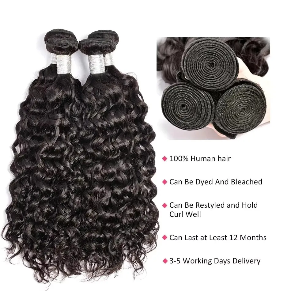 Onda profunda pacotes de cabelo humano 10a pacotes de cabelo humano virgem brasileiro 36 38 40 Polegada pacotes encaracolados molhados e ondulados cabelo humano