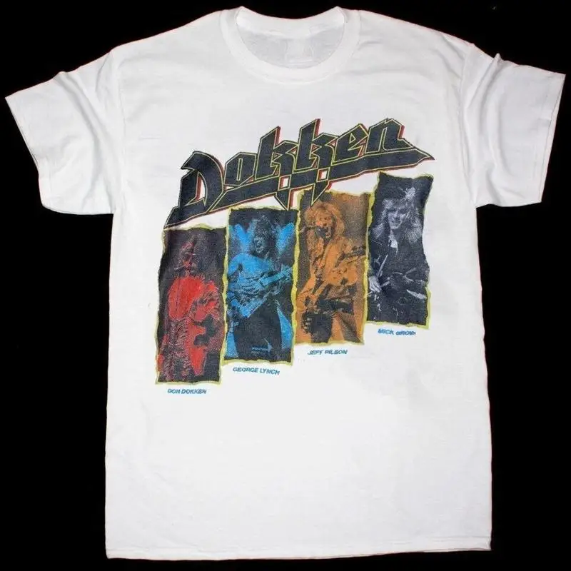 Rare Dokken Band For Fan White Cotton T Shirt