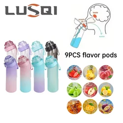 LUSQI 650ML Air Flavored Water Bottle With 9 Flavor Pods Sports Fashion Straw For Outdoor Sports Activities