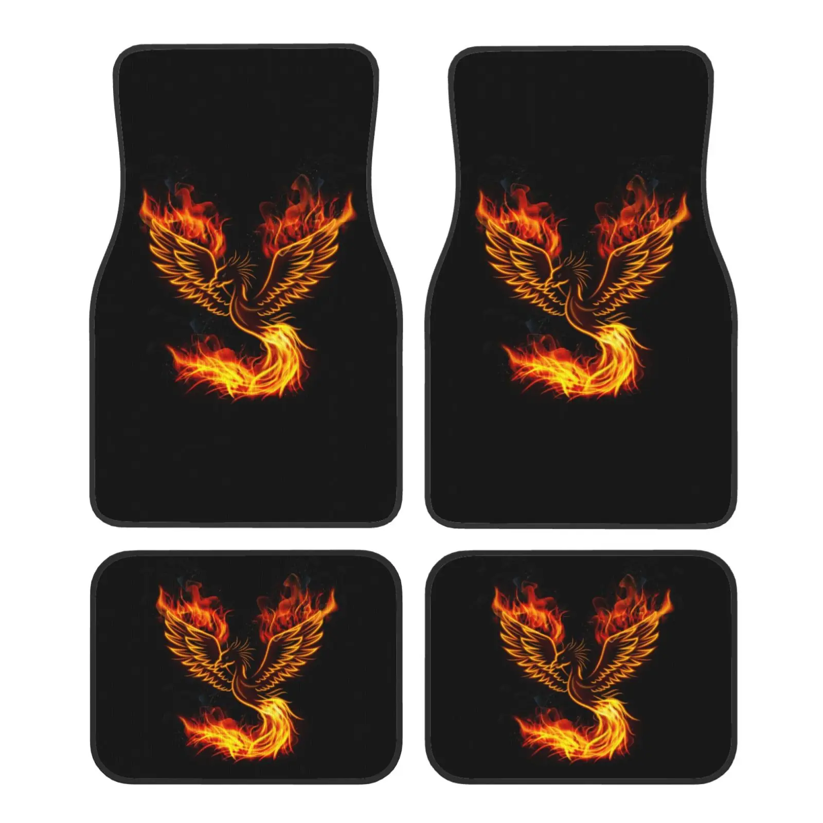 

Автомобильные коврики с принтом Flame Bird Fire Phoenix, нескользящие ковры, передние и задние автомобильные коврики для ног, набор из 4 шт., автоаксессуары, декор