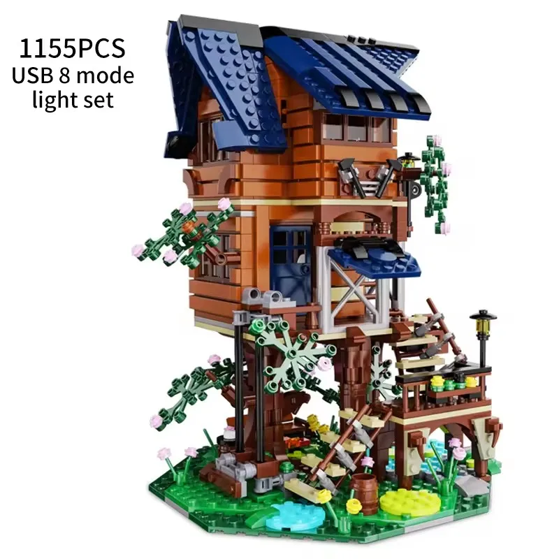 

Технический конструктор Cada MOC «Домик на дереве» (Времена года), 1155 деталей, со светодиодной подсветкой, игрушки-конструкторы, декор, подарки для детей