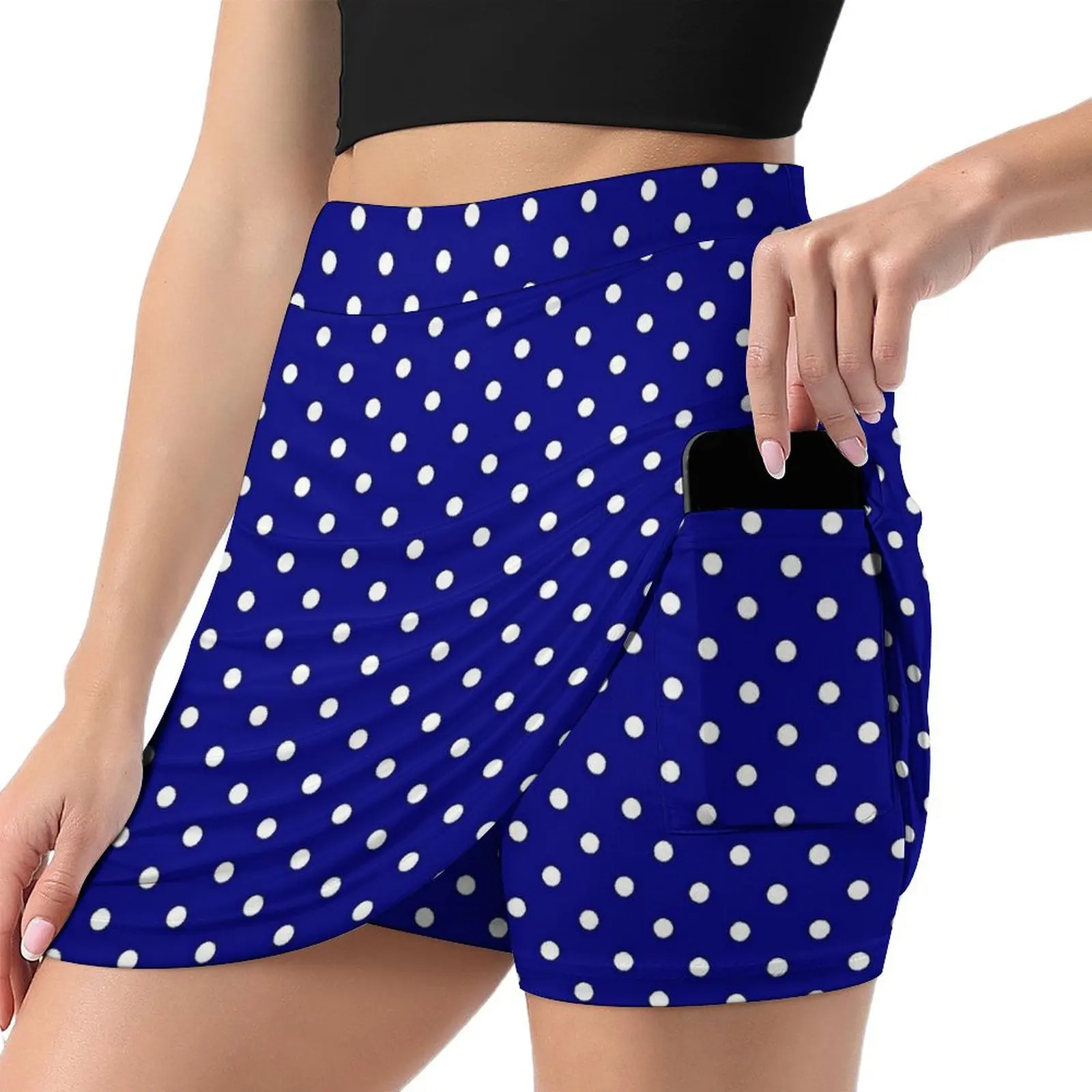 Blue Polka Dots Skirt Vintage Print Trendy Mini Skirts Summer High Waist Design Harajuku Casual Skirt Big Size 3XL 4XL