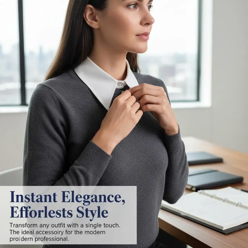 Fashion Women Detachable Collar Fake Shirt False Collar Layer Blouse Removable for Professional Outfits