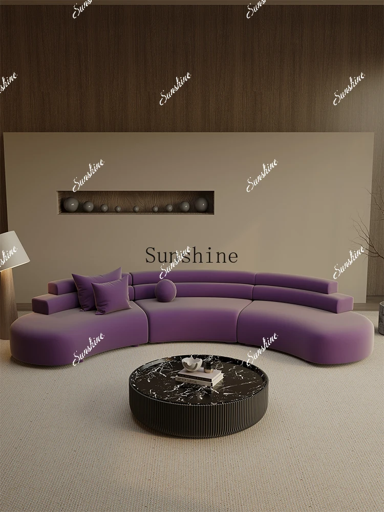 Semicircular curved sofa sitting area reception purple hotel lobby beauty salon office business negotiationYY