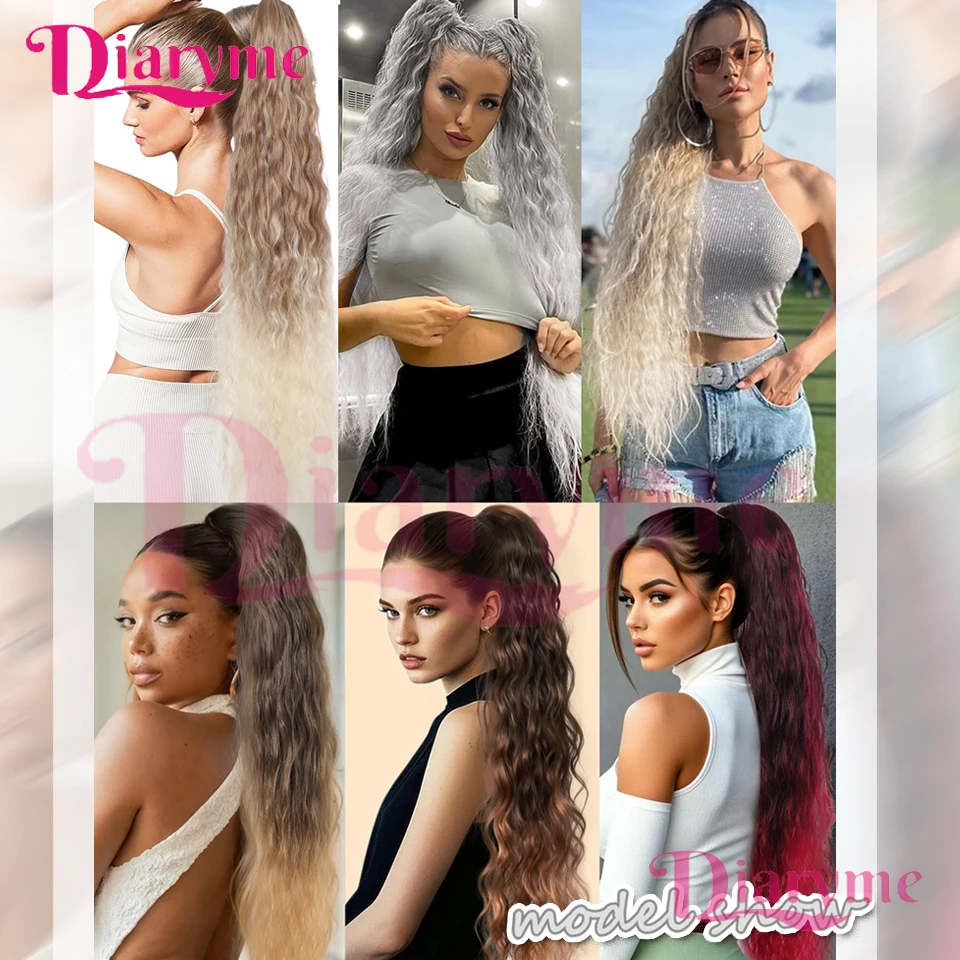 Perruque synthétique de 90 CM avec cordon de serrage, longue et ondulée, queue de cheval bouclée, adaptée aux dames principiantes à porter dans les Festivals quotidiens