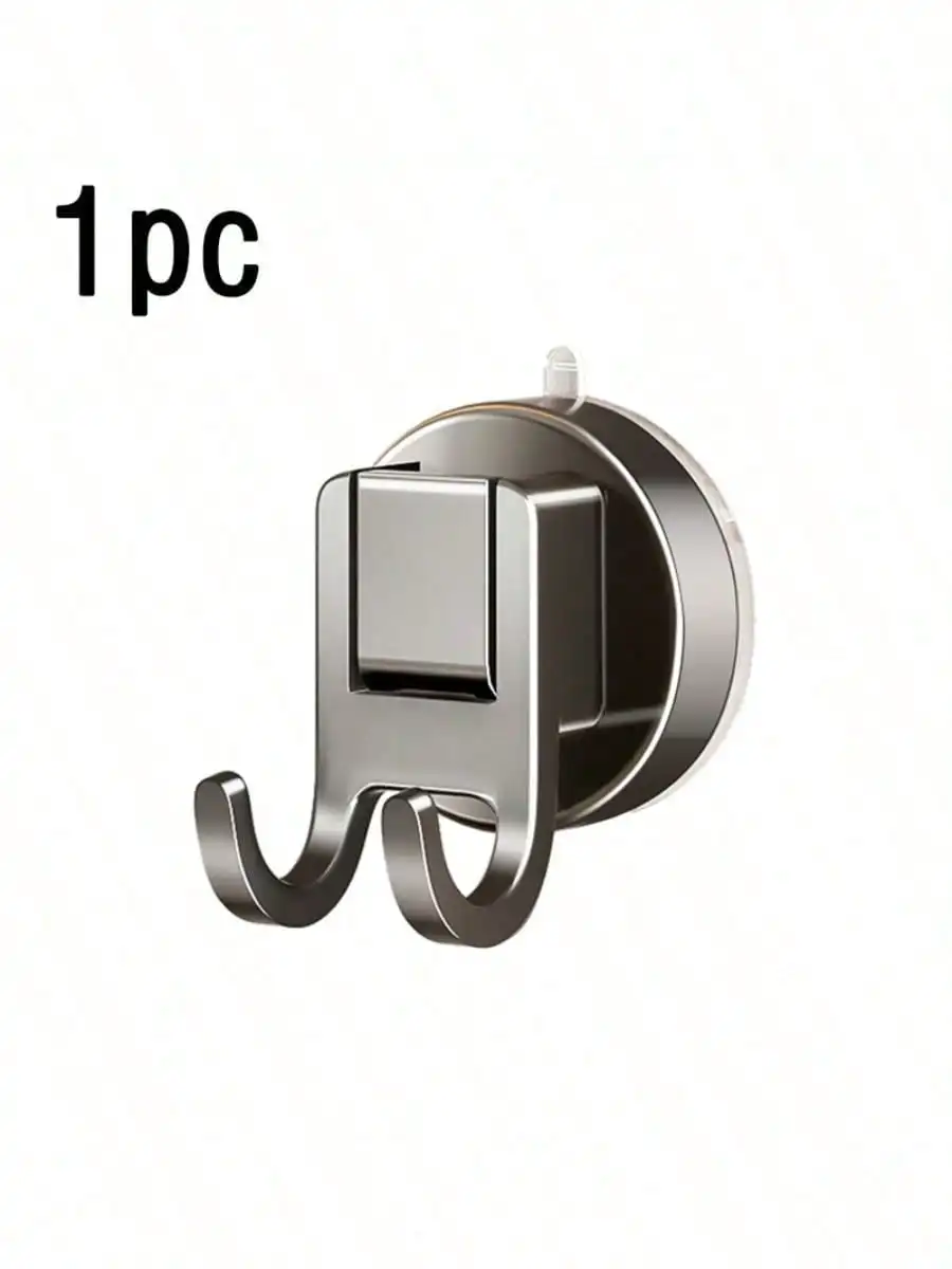 2-Hook Suction Cup, Heavy Duty for Bathroom Wall. No Drill, Reusable, 12x7cm, for Towels