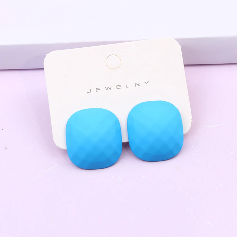 Acrylic Square Spray Paint Stud Earrings for Women Multicolor Cute Small Red Blue Black Earrings Luxury Korean Jewelry 2023