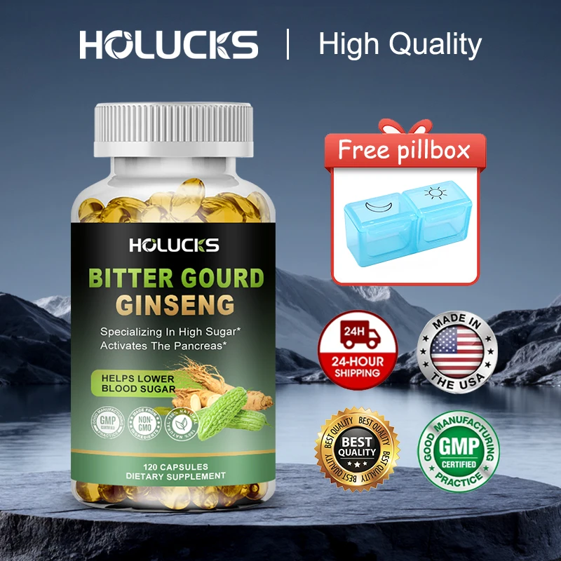 

Organic Bitter Gourd & Ginseng Capsules, Support Healthy Metabolism, Reduces Fatigue & Antioxidant Defense, Blood Sugar Balance