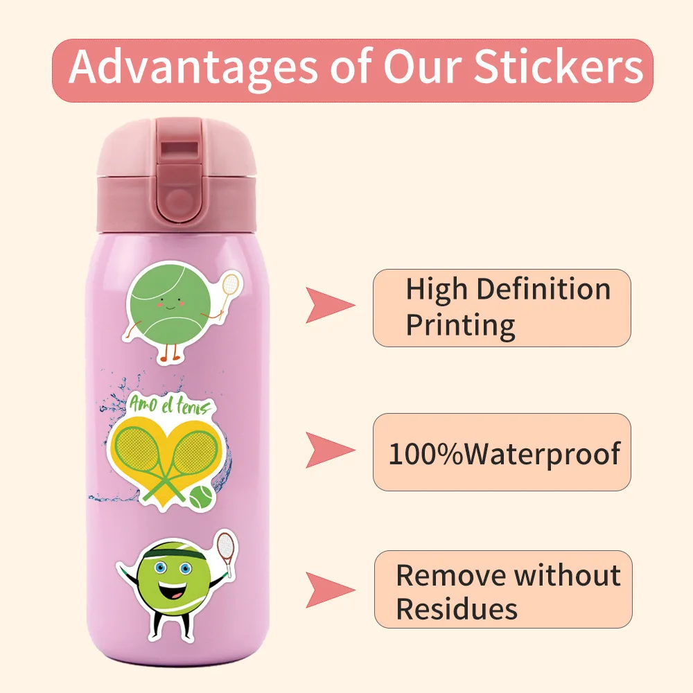 10/55/110PCS Tennis Doodle Cartoon Stickers Ball Sports Decorative Skateboard Luggage Helmet Waterproof Stickers Kids Toy