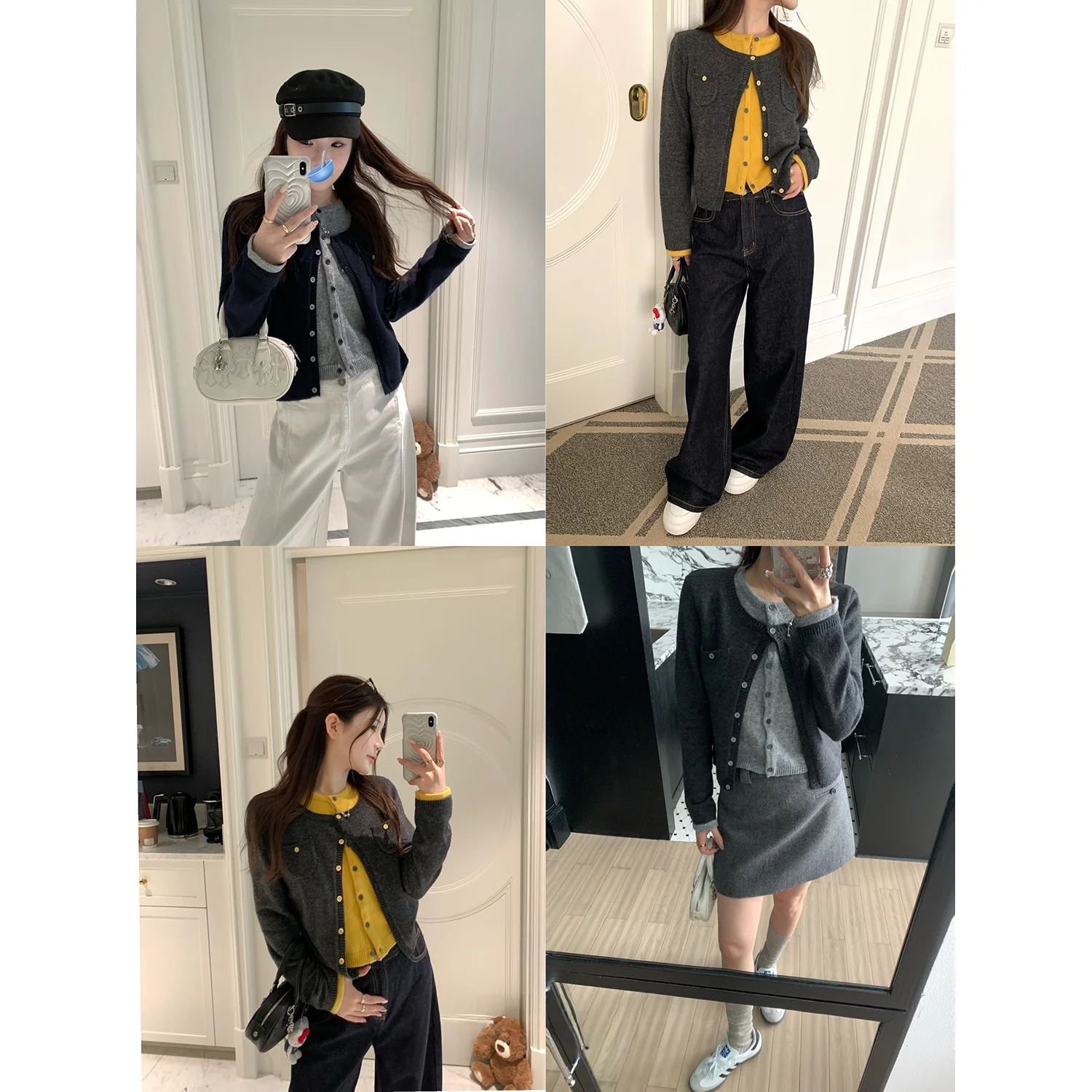 

Вязаный свитер с маленькими круглыми пуговицами, женский, весна 2025, новинка, с эффектом пэчворк, открытый кардиган от ystudio