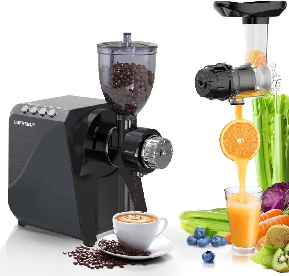 مطحنة عصارة المضغ البطيء 2 في 1، مستخرج بالضغط البارد بقدرة 250 وات، 18 إعدادًا للفواكه والخضروات والمكسرات والقهوة #2
