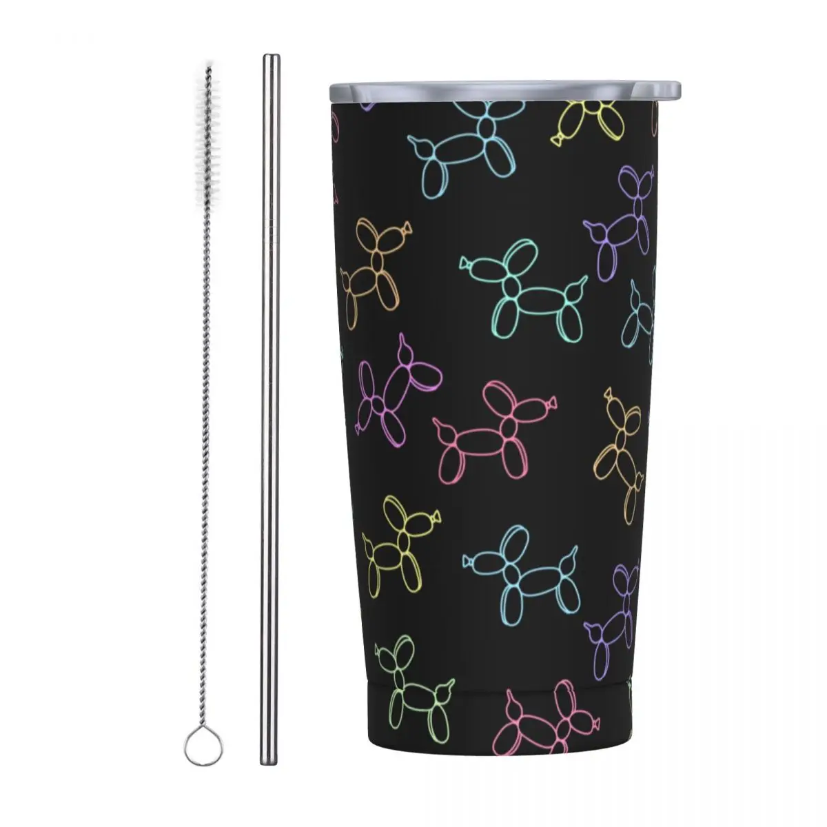 Vaso de acero inoxidable con globos coloridos para perros, tazas térmicas brillantes para mantener el calor, bebidas frías, taza de viaje personalizada, botella de agua DIY