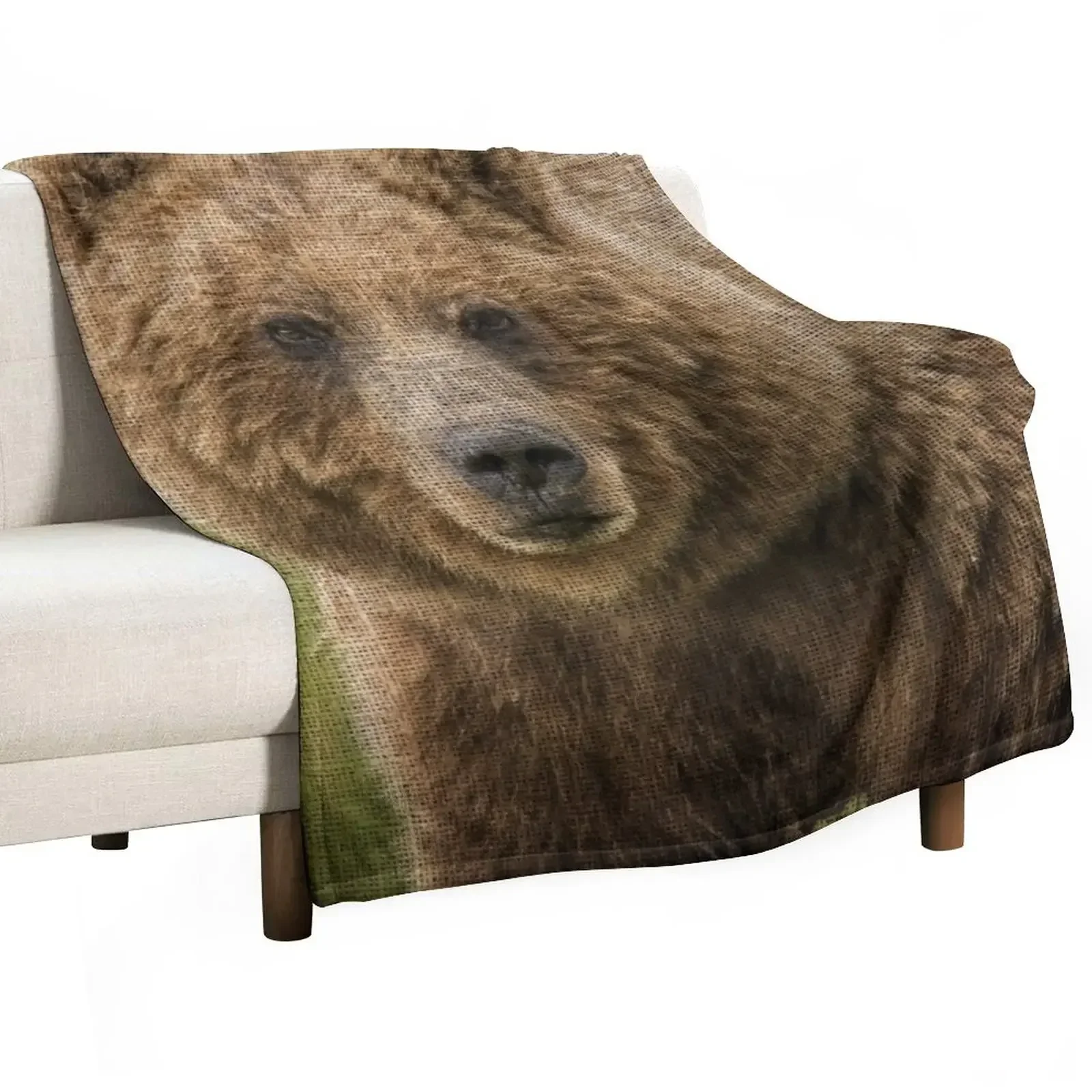 Grizzly Bear - Canvas Design Throw Blanket Cute sofa bed Heavy Blankets