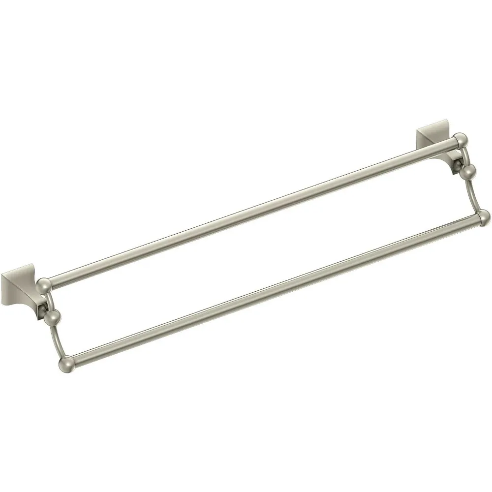 

24-дюймовый настенный двойной вешалка для полотенец для ванных комнат, отделка из матового никеля, подходит для ванных комнат и кухонь.