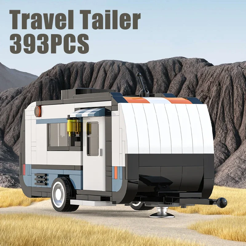 

393PCS Travel Tailer Building Blocks Camping Vehicle Model Assembly Bricks Toys Ornaments Children Birthday Halloween Gifts