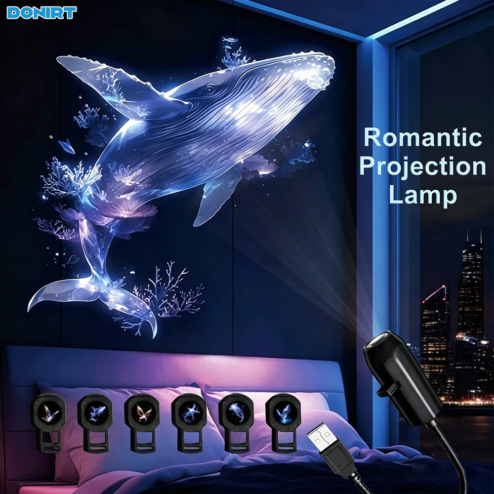 3/6/10Pc USB Starry Star Light Moon Lamp Car Interior Ambient Light Romantic Projection Light Party Bedroom Creative Night Light