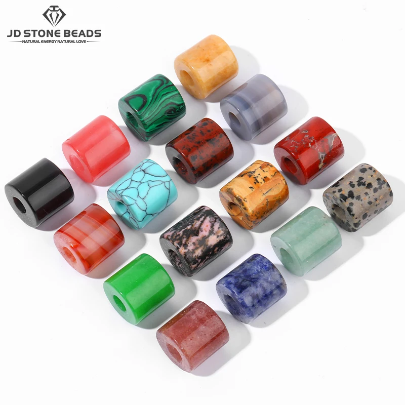 1 Pc Natural Stone Cylindric Shape Tube Beads Loose Spacer Big Hole Beads for Jewelry Making DIY Bracelet Necklace Accessories