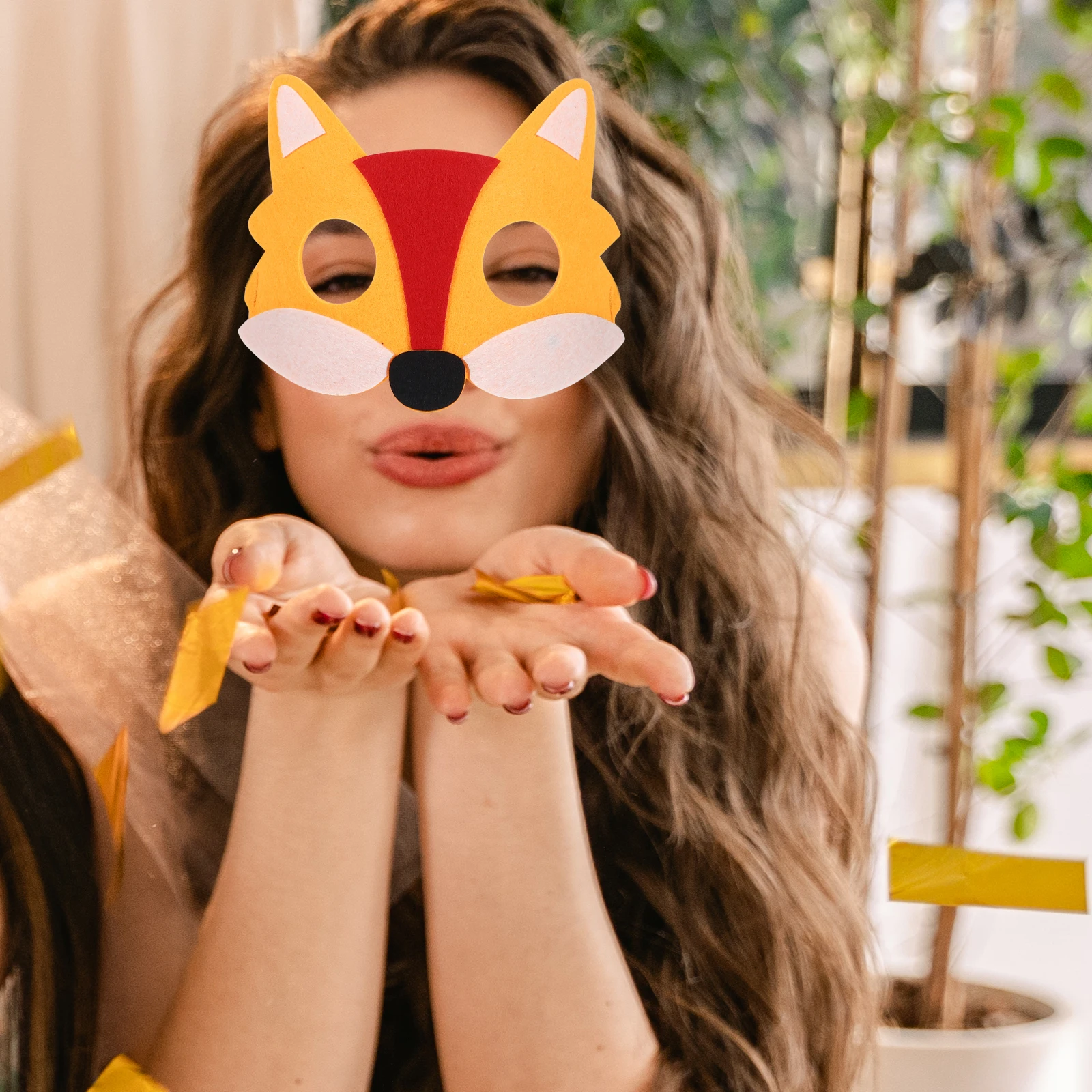 

6Pcs Halloween Mask Fox Half Face Animal Cosplay Prop for Costume Party Carnival Felt Mask Fashion Accessory Fox Costume
