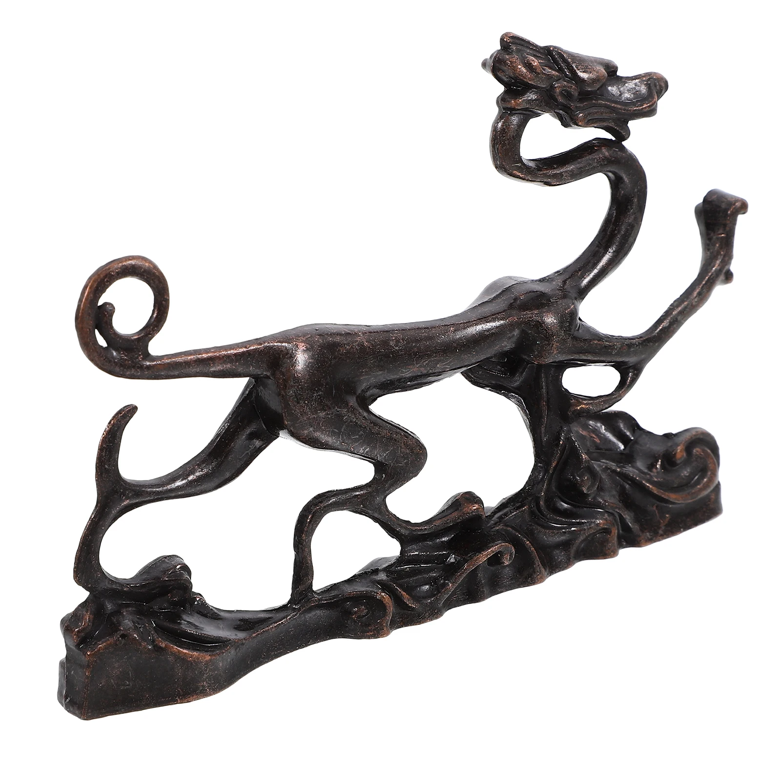 

Qinglong Ornament Pen Holder Calligraphy Rack Brown Travel Brush Rest Stand Chinese Paintbrush Organizer Functional Decor Item