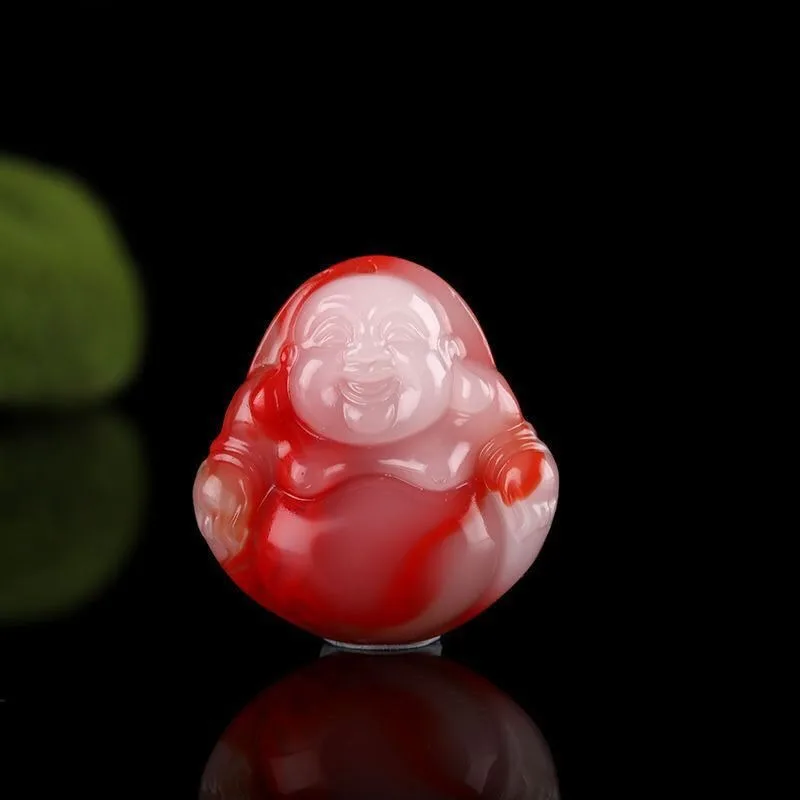 

Ожерелье с подвеской из натуральной куриной крови и нефрита Будды Гун, классические модные украшения в стиле ретро