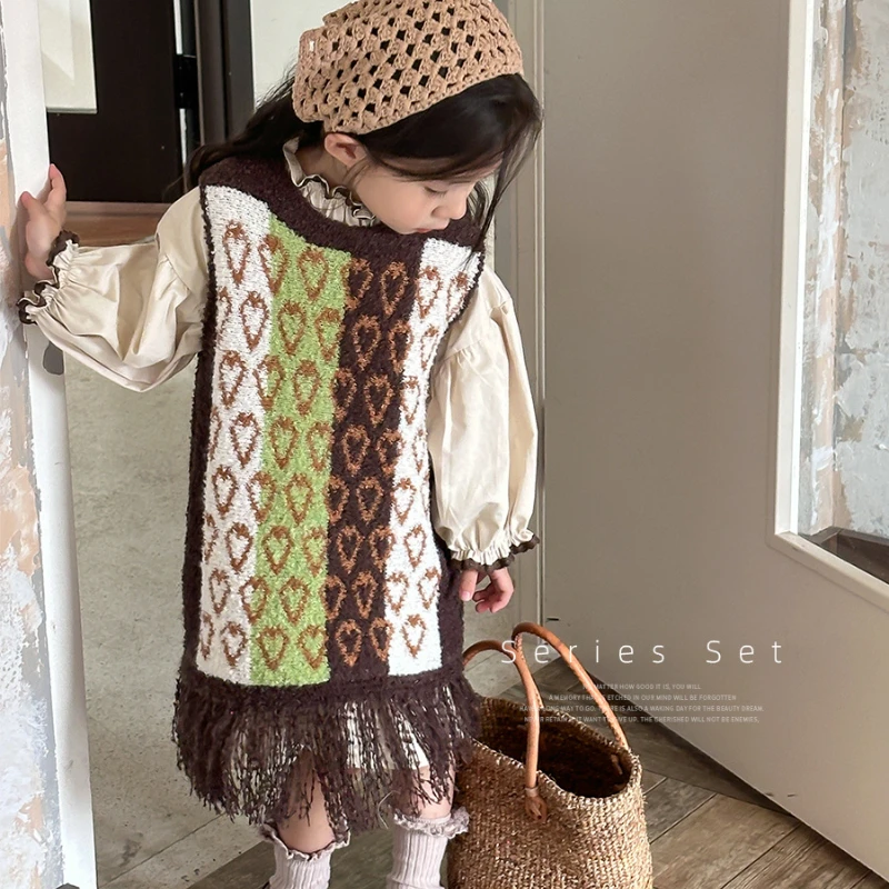 

Girl Vest Skirt 2024 Autumn New Knitted Outerwear Trendy Comfortable Versatile Active Cute