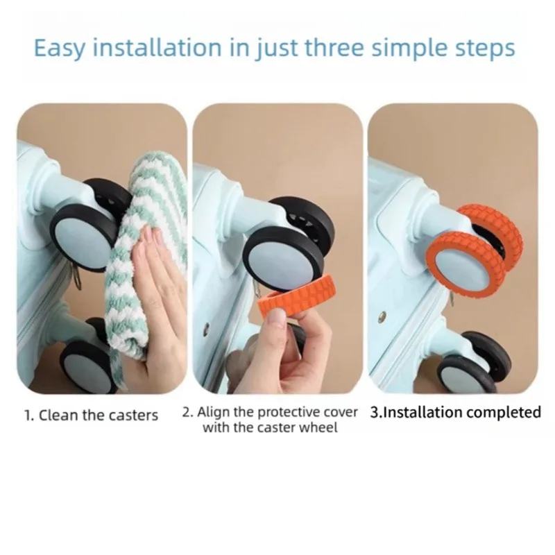 8PCS Silicone Luggage Caster Protector Silent Anti Wear Universal Wheel Sleeve for Suitcase Office Chair Refrigerator