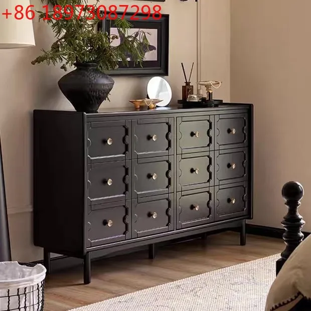 

Прикроватный шкафчик для хранения в спальне из цельного дерева в американском ретро-стиле