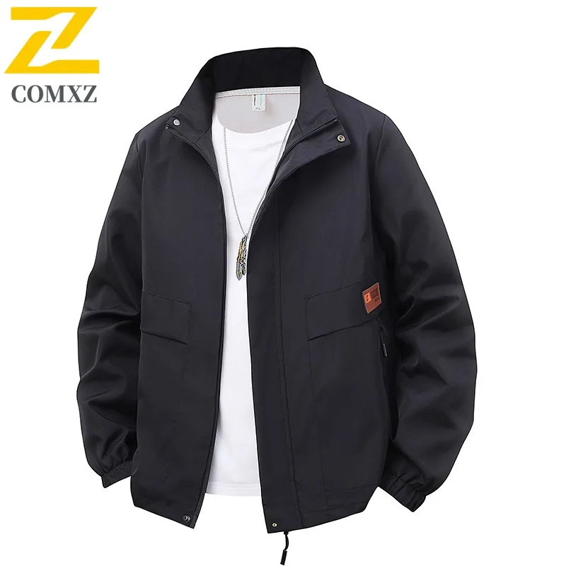 

COMXZ Couple's Jacket Baseball Collar Men Women Patchwork Loose Fit Casual Coat Waterproof Windproof Streetwear for Outdoor