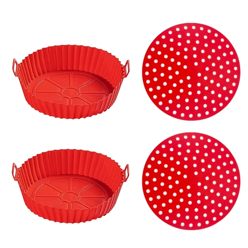 4Pcs Round Silicone Air Fryers Liners 8inch Reusable Air Fryers Pots Air Fryers