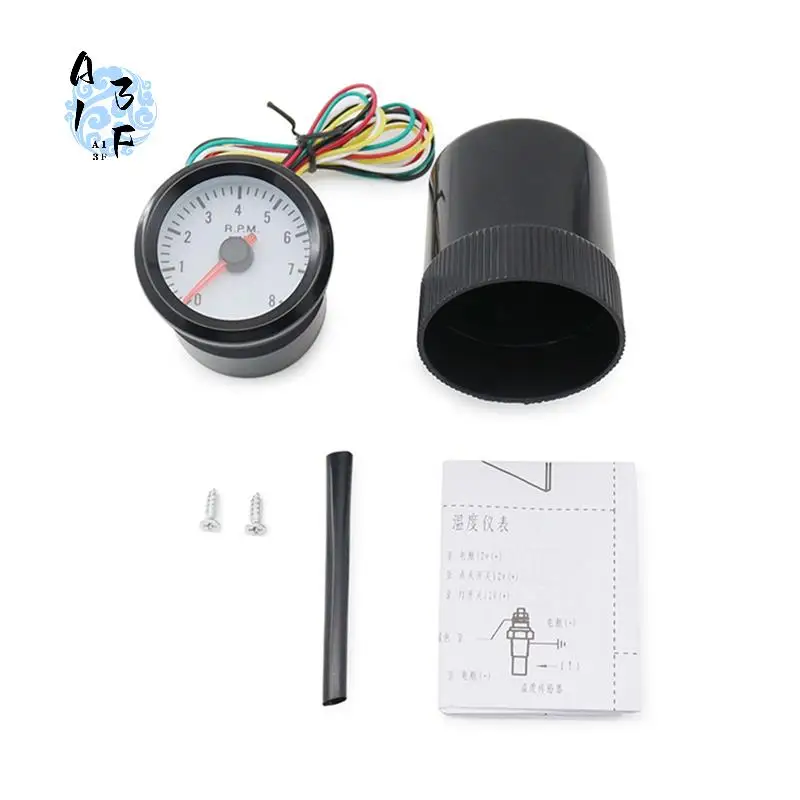 

A13F-Automotive 2-Inch 52Mm Blue Light Black Circle Tachometer 0-8000RPM For 1-8 Cylinders LED Light