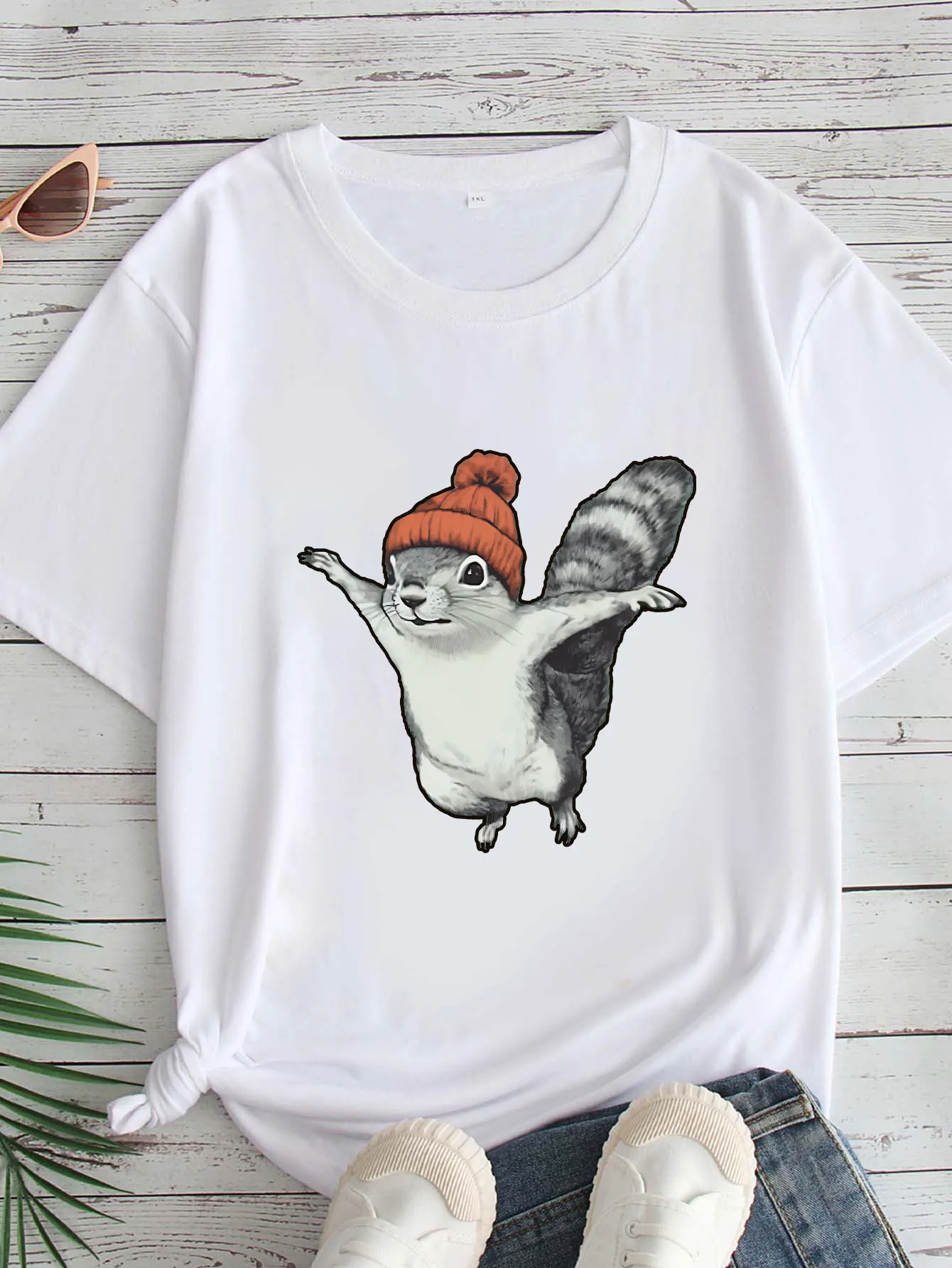 

Women's Large Size Printed round Neck Short Sleeve T-shirt 1-7XL Comfortable Casual Top in European Style