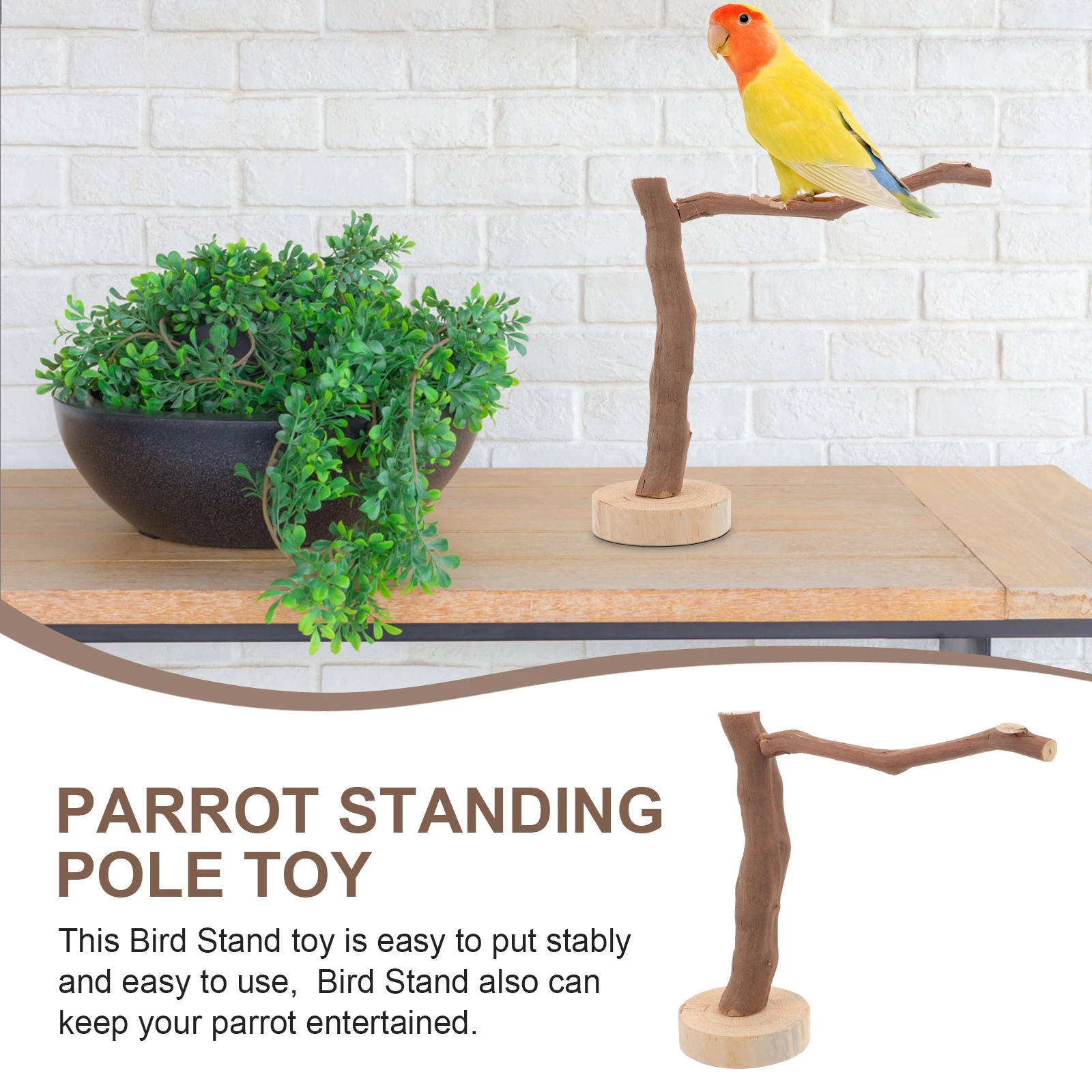 

Wooden Bird Perch 20cm Tall Grape Branch Parrot Cage Toy for Pet Birds Grinding Claws Entertaining