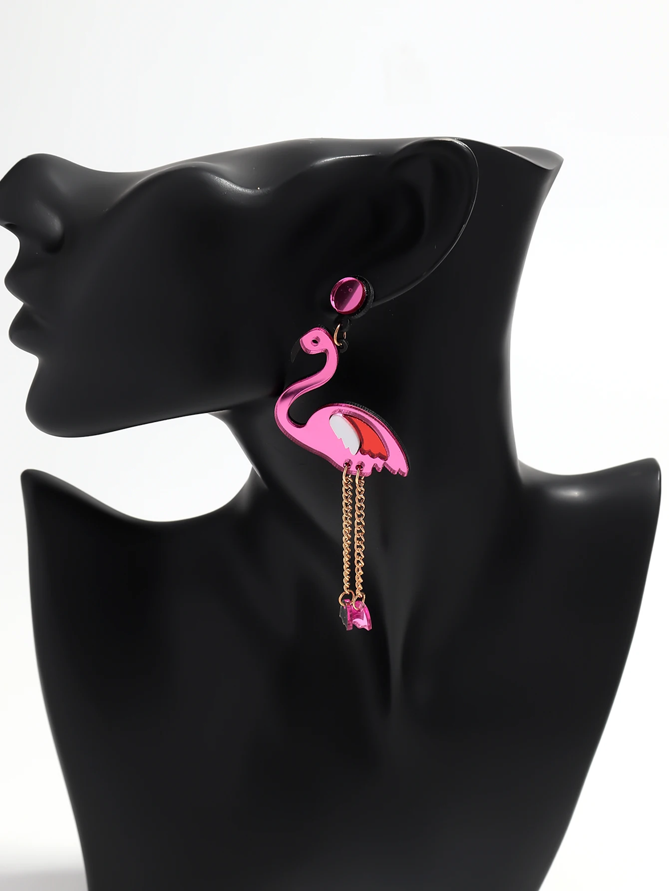 بريق الاكريليك الوردي فلامنغو الطيور إسقاط أقراط للنساء لطيف الراتنج فلامنغو الأقراط الطويلة مجموعات 2026 مجوهرات الأزياء #6