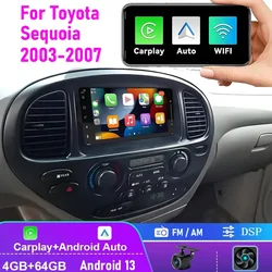 4+64GB Android 13 Apple Carplay Auto Car Stereo Radio FM AM GPS Navi For Toyota Sequoia 2003-2007