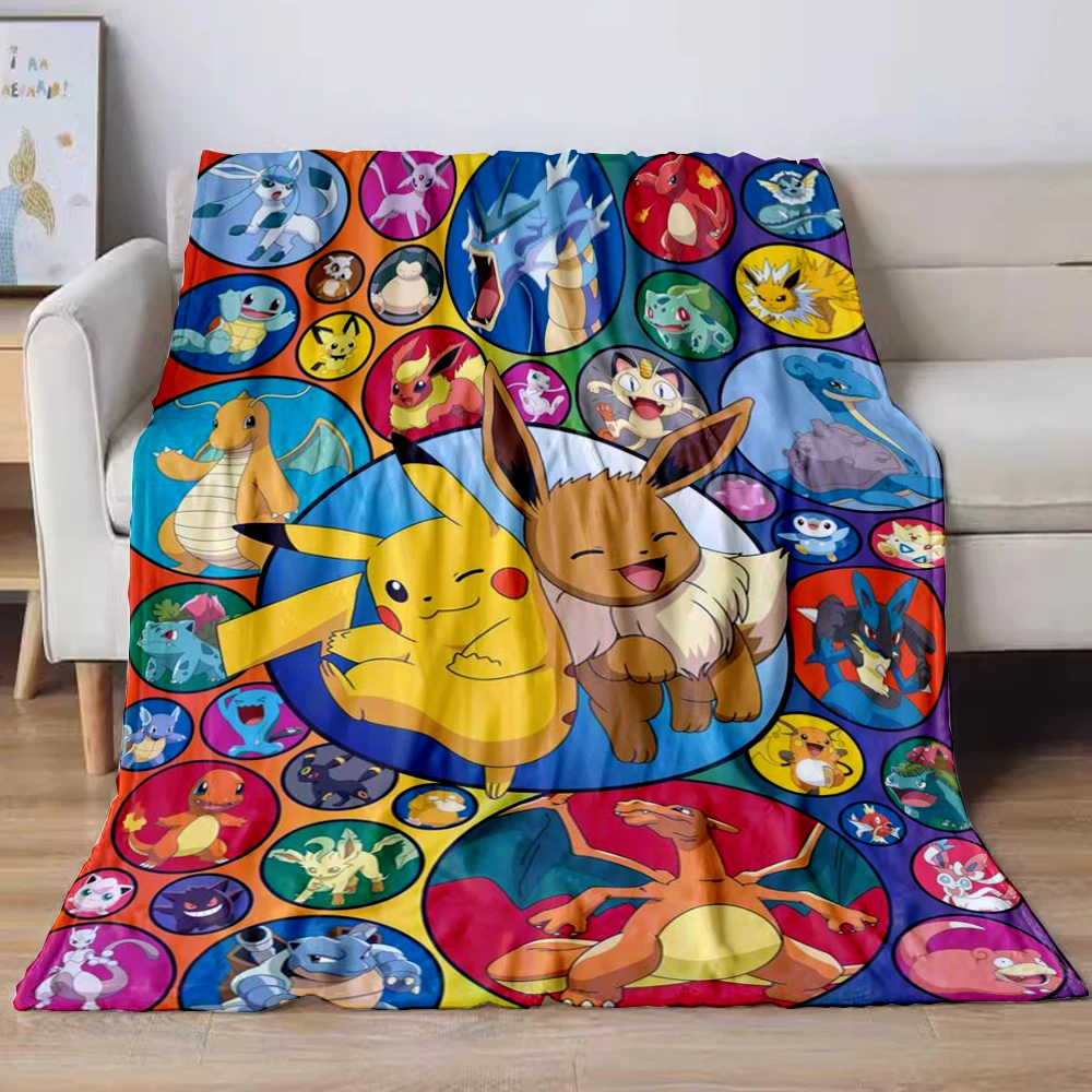 

Pokemon Cartoon Anime HD Flannel Blanket Pikachu Figures Home Sofa Lunch Break Blankets Children Student Blankets Nap Cover Kids