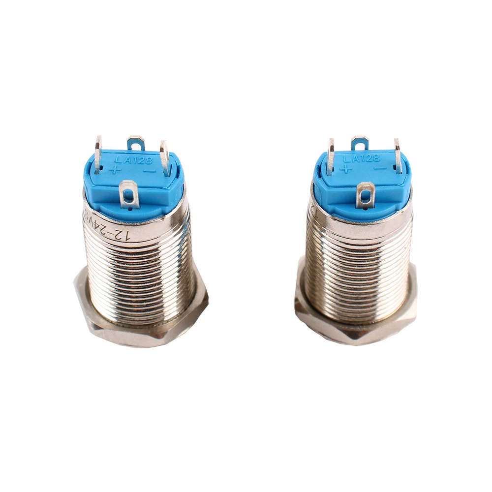 1pc 12mm Waterproof Anti-Vandal Metal Push Button Annular Switches Momentary Latching 3V 24V 1NO Green Red