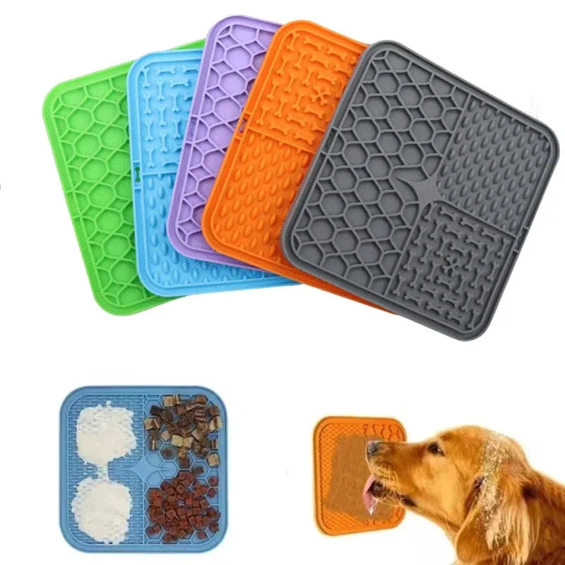 Pet placemat gato cães lamber esteira de silicone tigela de comida lenta com sucção alimentador de cão suprimentos treinamento animais de estimação