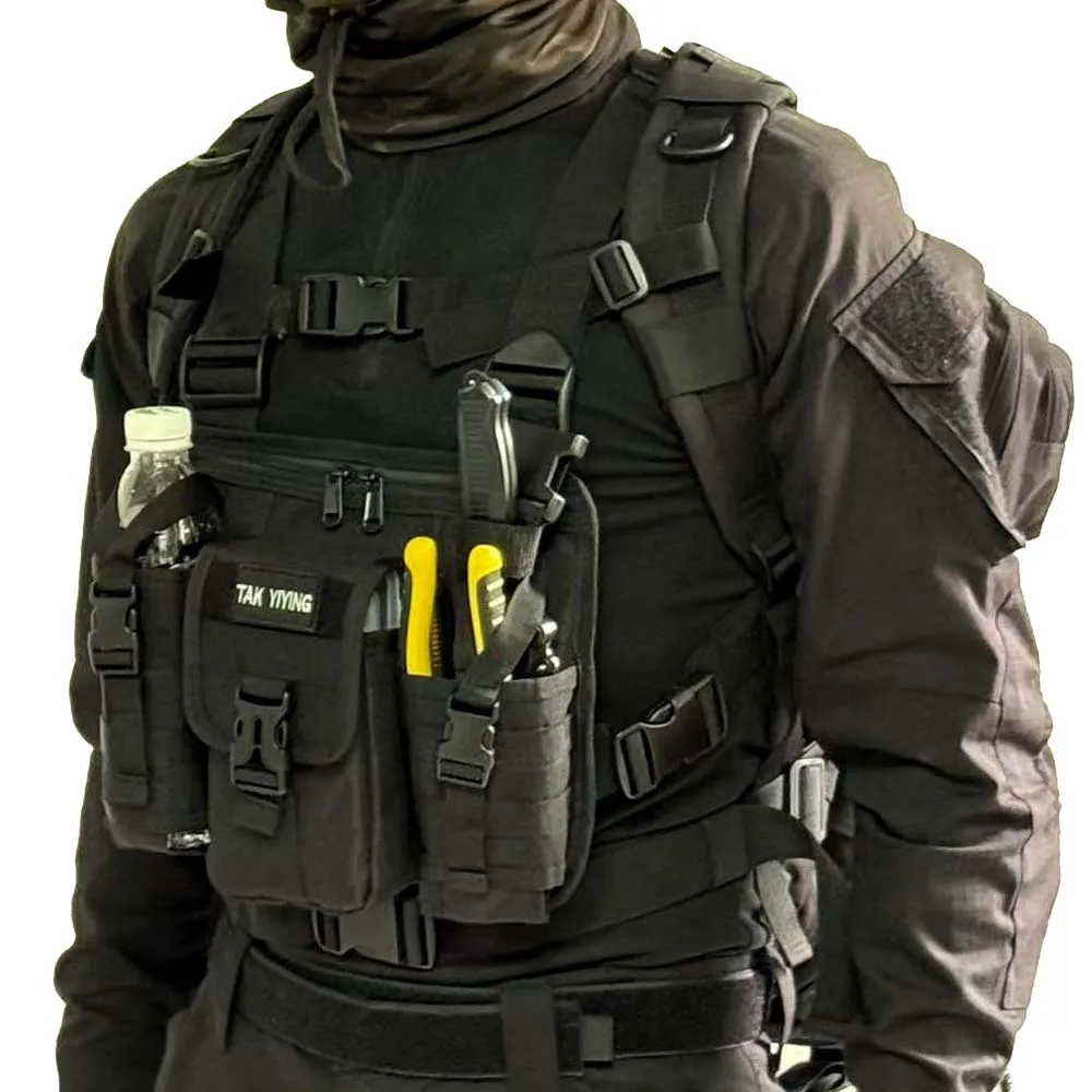Military Fan Tactical Functional Vest Vest Bag Outdoor Multifunctional Motorcycle Riding Chest Bag For Fitness Running Cycling