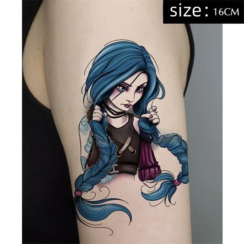

Anime Jinx Temporary Tattoos Cartoon Cosplay Cool Girl Transfer Tattoo Arm Body Art Waterproof Fake Tatoo Sticker for Woman Men